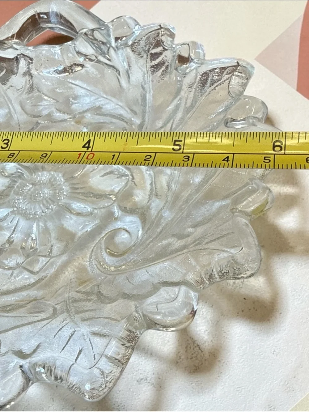 Vintage Indiana Glass Wild Rose Clear Single Handle Nappy Relish Dish 6.5